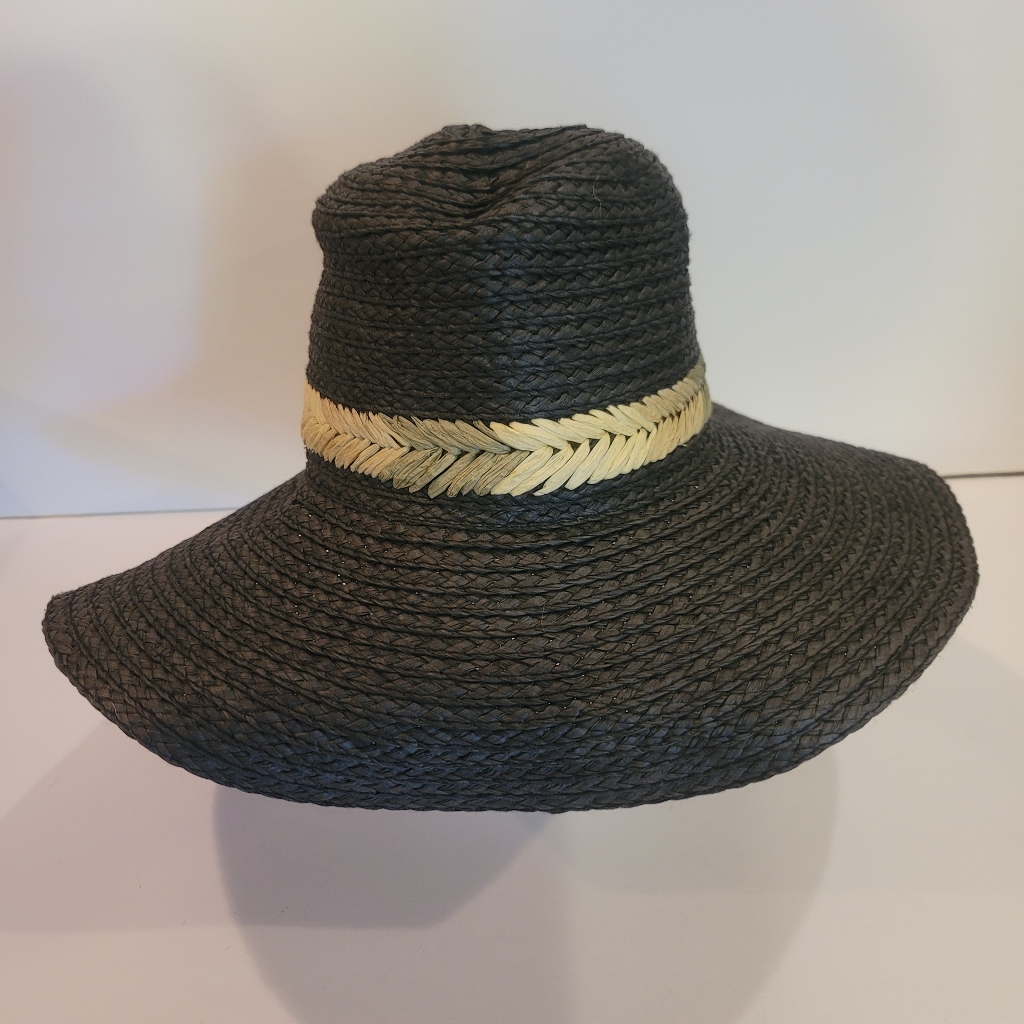 Nwot Treasure & Bond Panama Belt Wide Brim Black Straw Hat